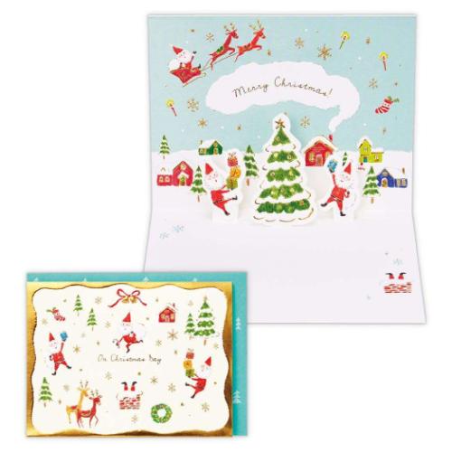 クリスマスカード キュートカード 立体カード Xmas P サンタ2 メッセージカード グッズ メール便可