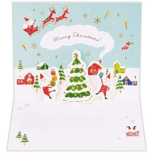 クリスマスカード キュートカード 立体カード Xmas P サンタ2 メッセージカード グッズ メール便可