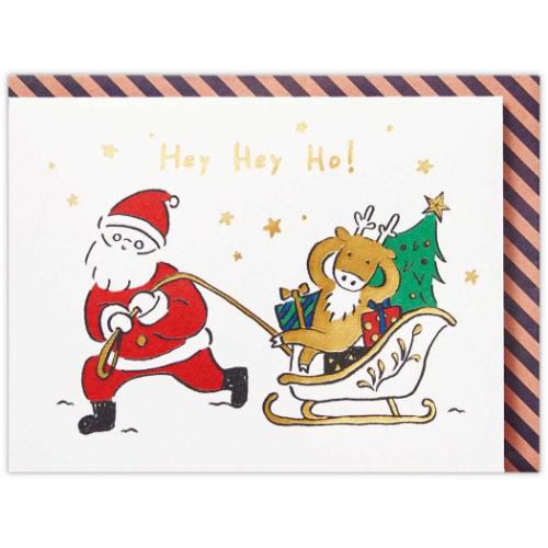 クリスマスカード 二つ折りカード おっサンタHeyHeyHO2 メッセージカード グッズ メール便可