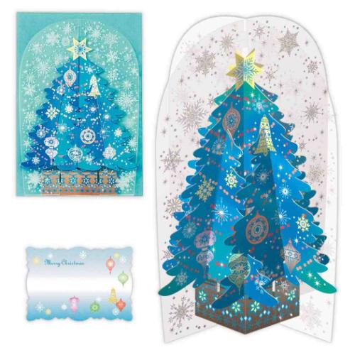 クリスマスカード クリスマスツリーカード 立体カード ブルースノーツリー メッセージカード グッズ メール便可