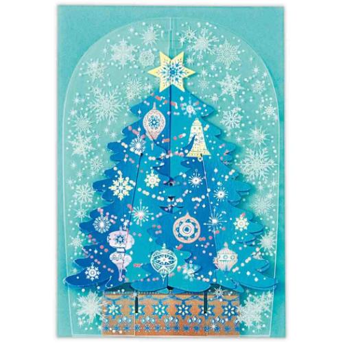 クリスマスカード クリスマスツリーカード 立体カード ブルースノーツリー メッセージカード グッズ メール便可