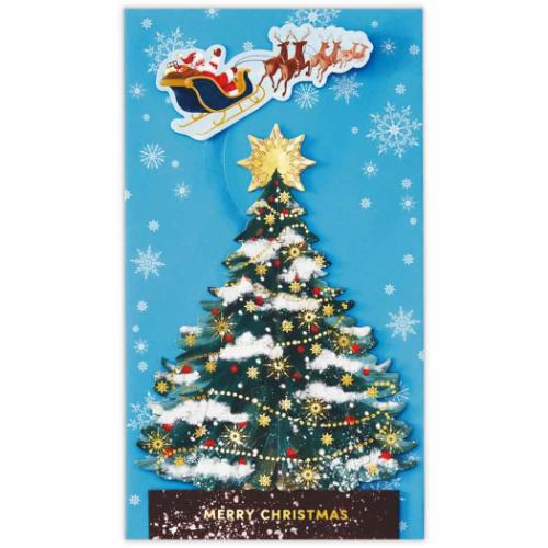 クリスマスカード クリスマスツリーカード 立体カード フライングサンタツリー メッセージカード グッズ メール便可