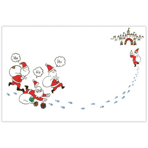 クリスマスカード 二つ折りカード おっサンタマラソン メッセージカード グッズ メール便可
