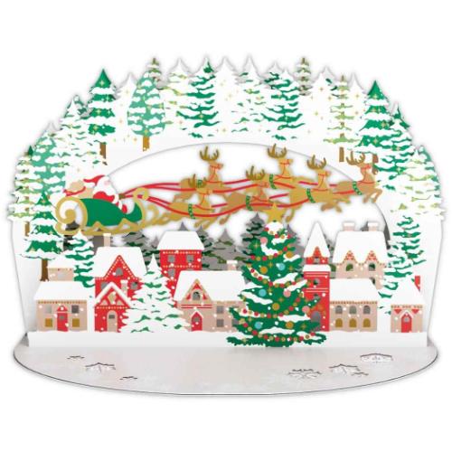 クリスマスカード レーザーカットカード 立体カード LG駆け抜けるサンタ メッセージカード グッズ メール便可