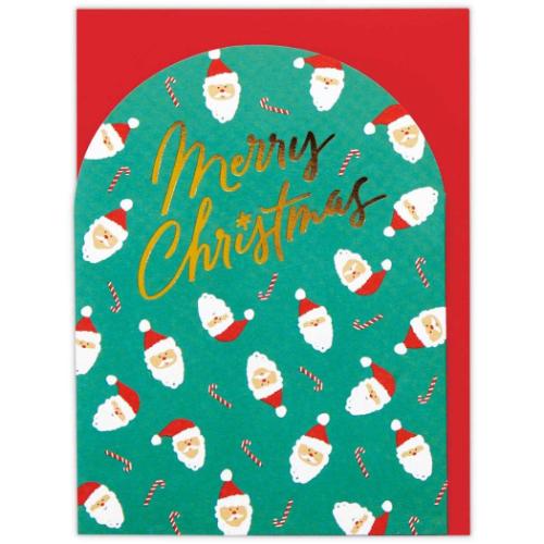 クリスマスカード 海外デザインカード バネサンタフェイス メッセージカード グッズ メール便可