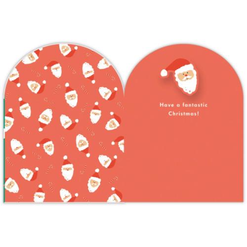 クリスマスカード 海外デザインカード バネサンタフェイス メッセージカード グッズ メール便可