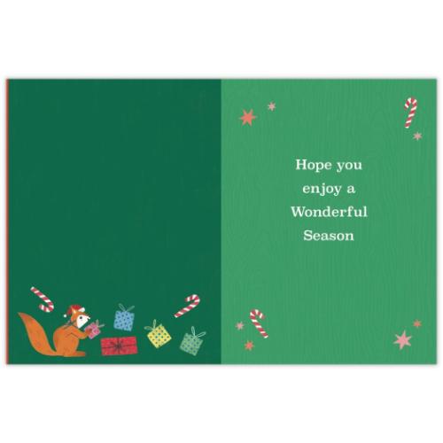 クリスマスカード 海外デザインカード リスとリース メッセージカード グッズ メール便可