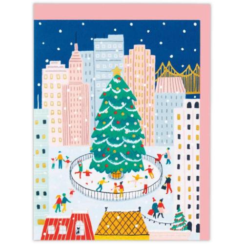 クリスマスカード 海外デザインカード カラフルクリスマスタウン メッセージカード グッズ メール便可