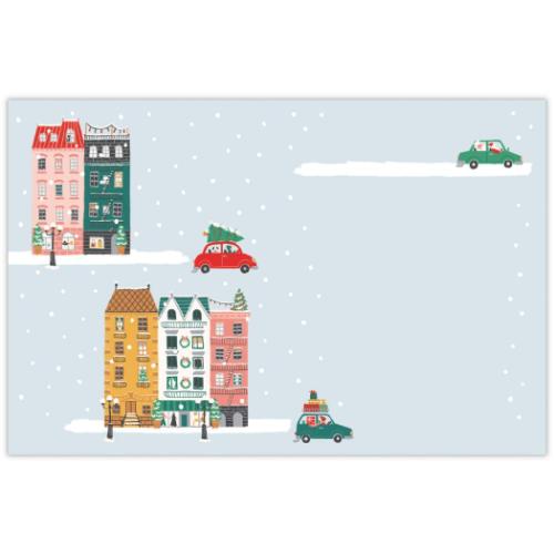 クリスマスカード 海外デザインカード カラフルクリスマスタウン メッセージカード グッズ メール便可