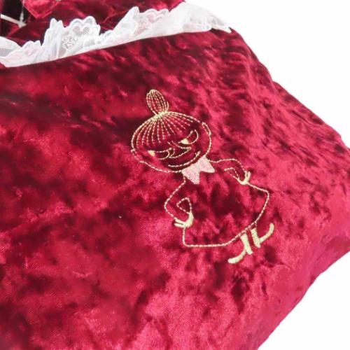 ムーミン トートバッグ レース＆ベロア巾着トート　リボン ワインレッド 北欧 キャラクター グッズ