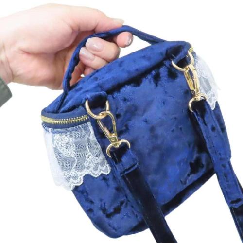 ムーミン 化粧ポーチ レース＆ベロア2WAYバニティバッグ ホシ ネイビー 北欧 キャラクター グッズ