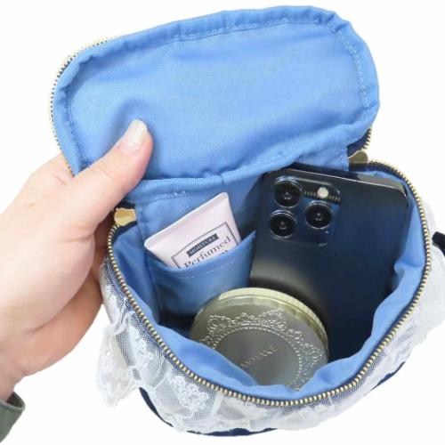 ムーミン 化粧ポーチ レース＆ベロア2WAYバニティバッグ ホシ ネイビー 北欧 キャラクター グッズ