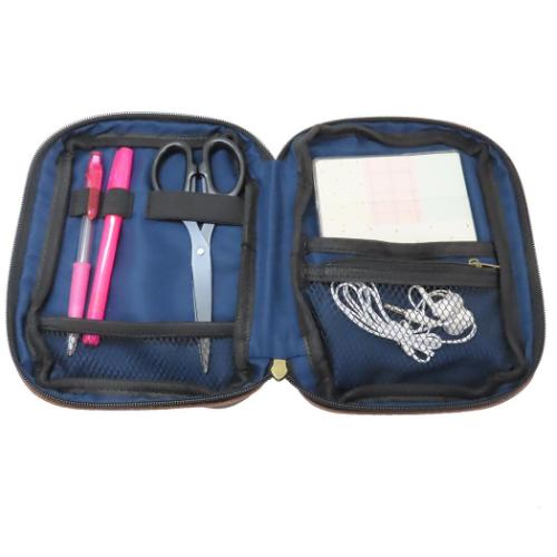 ムーミン コスメポーチ レザーxコットン マルチポーチ スナフキン ネイビー 北欧 キャラクター グッズ