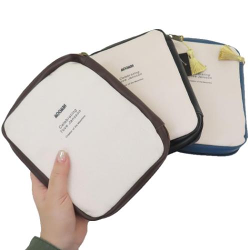 ムーミン コスメポーチ レザーxコットン マルチポーチ スナフキン ネイビー 北欧 キャラクター グッズ