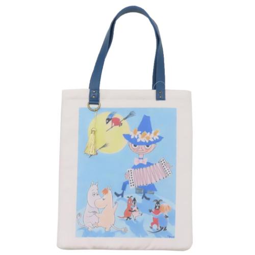 ムーミン トートバッグ レザーxコットン PCトート スナフキン ネイビー 北欧 キャラクター グッズ