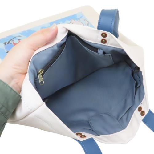 ムーミン トートバッグ レザーxコットン PCトート スナフキン ネイビー 北欧 キャラクター グッズ