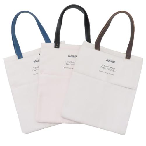 ムーミン トートバッグ レザーxコットン PCトート スナフキン ネイビー 北欧 キャラクター グッズ