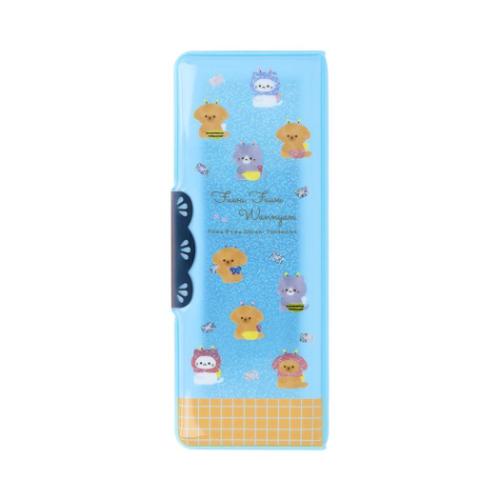 小学生筆箱 コンパクトふでいれヨコピタ 両面開きソフトペンケース ホログラム ふわふわわんにゃん 小学生 グッズ