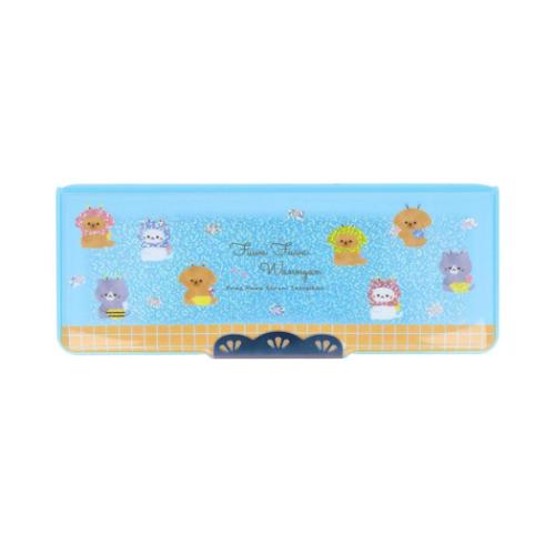 小学生筆箱 コンパクトふでいれヨコピタ 両面開きソフトペンケース ホログラム ふわふわわんにゃん 小学生 グッズ