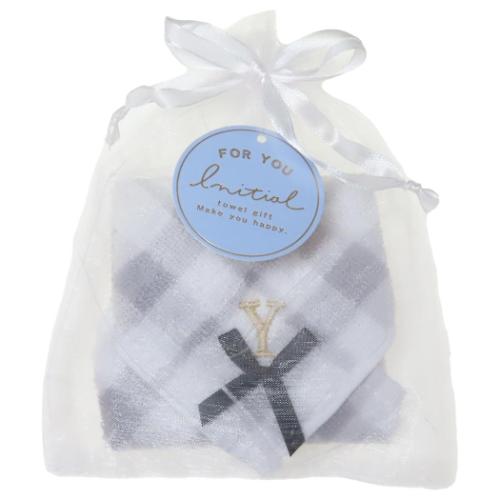 ミニタオル リボン付きイニシャルタオル Y 巾着入り グッズ メール便可