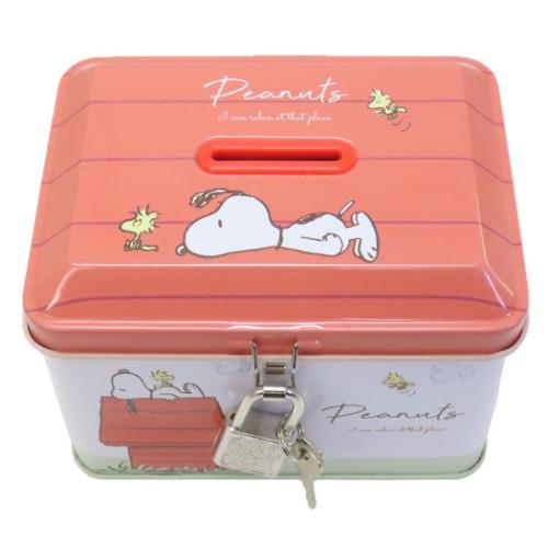 スヌーピー 貯金箱 カギ付き缶バンク のんびりドッグハウス ピーナッツ キャラクター グッズ
