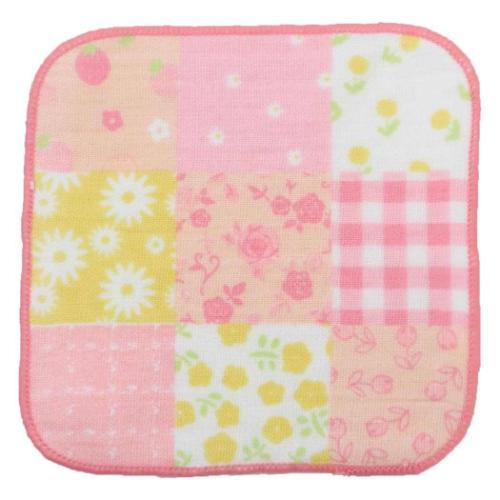 ミニタオル ガーゼミニミニタオル15cm フラワーパッチワーク 新学期準備雑貨 グッズ メール便可