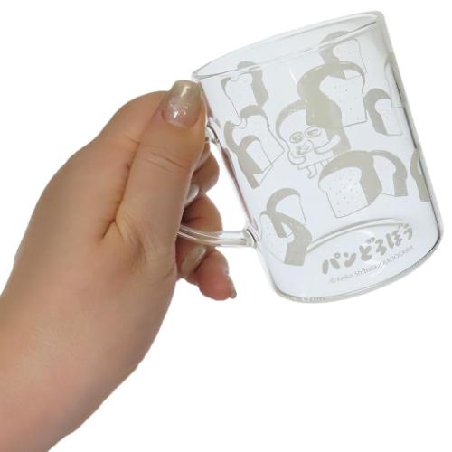 パンどろぼう マグカップ 耐熱ガラスマグ ホワイト 絵本キャラクター グッズ