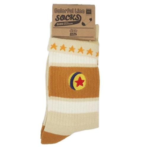 トイストーリー 女性用靴下 カラフルラインソックス レディース ピクサーボール ディズニー キャラクター グッズ メール便可