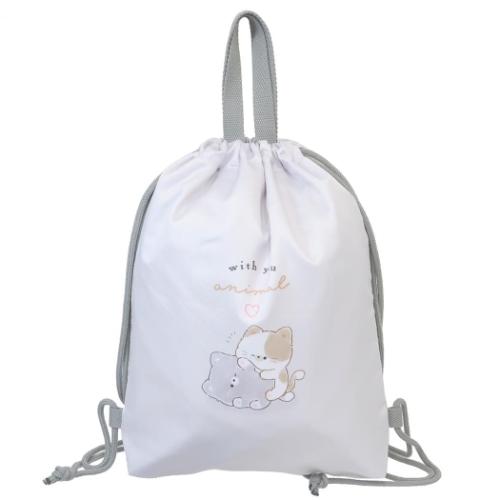 ナップサック 体操服バッグ WITH YOU ANIMAL ねこ 新入学 女の子 グッズ メール便可