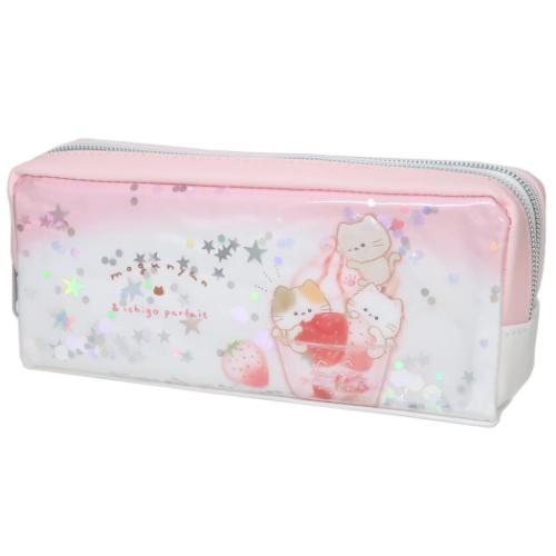 MOGUNYAN ペンポーチ ツインファスナーペンケース いちごパフェ 新入学 かわいい グッズ