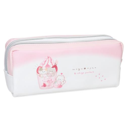 MOGUNYAN ペンポーチ ツインファスナーペンケース いちごパフェ 新入学 かわいい グッズ