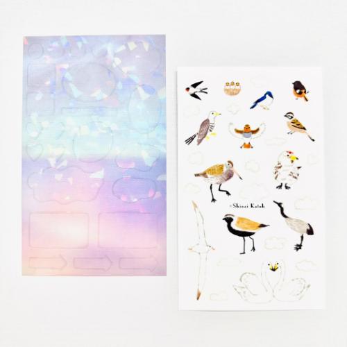 Shinzi Katoh シンジ カトウ シールシート 重ねて楽しいシートシール オーロラ＆マジックアワーx世界の渡り鳥 メール便可