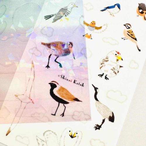 Shinzi Katoh シンジ カトウ シールシート 重ねて楽しいシートシール オーロラ＆マジックアワーx世界の渡り鳥 メール便可