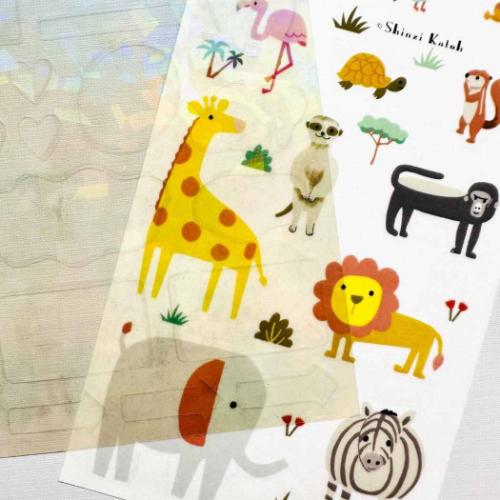 Shinzi Katoh シンジ カトウ シールシート 重ねて楽しいシートシール サバンナx熱帯の動物 デコレーション グッズ メール便可