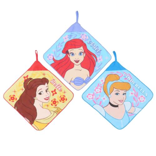 ディズニープリンセス ループタオル ループ付きタオル 3枚組 ビビットフラワーリーフ ディズニー キャラクター グッズ メール便可