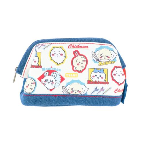 ちいかわ コスメポーチ デニムポーチ ワイヤー入 みんな キャラクター グッズ