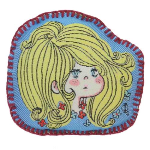 水森亜土 バッジ ジャガードブローチ カオ2 キャラクター グッズ メール便可