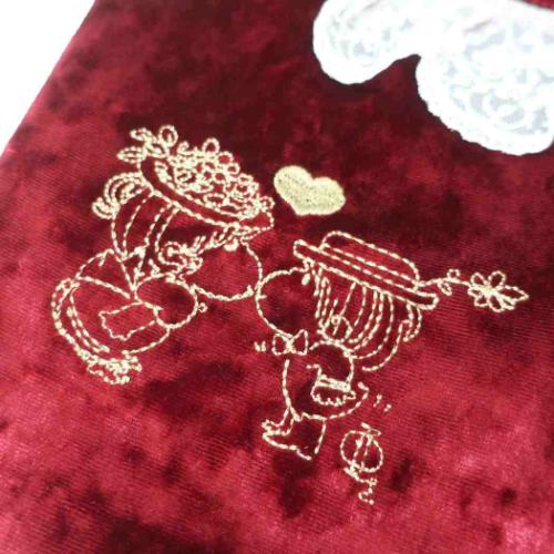 水森亜土 巾着袋 レース＆ベロア巾着 キス キャラクター グッズ メール便可