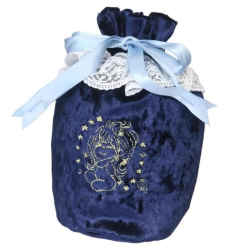 水森亜土 巾着袋 レース&ベロア巾着 ほし キャラクター グッズ メール便可