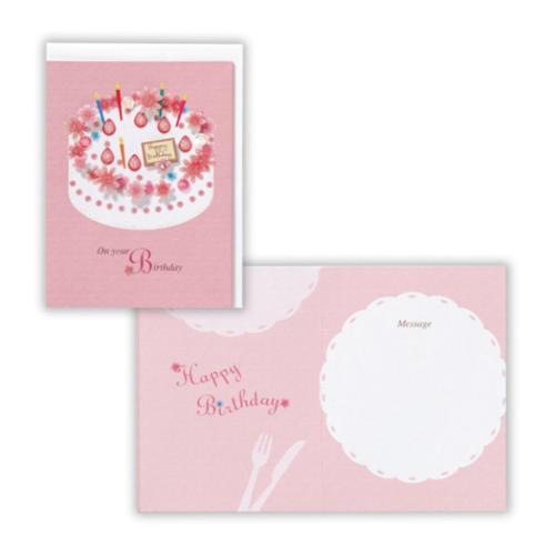 グリーティングカード 誕生お祝い キラキラいちごケーキ2 メッセージカード グッズ メール便可