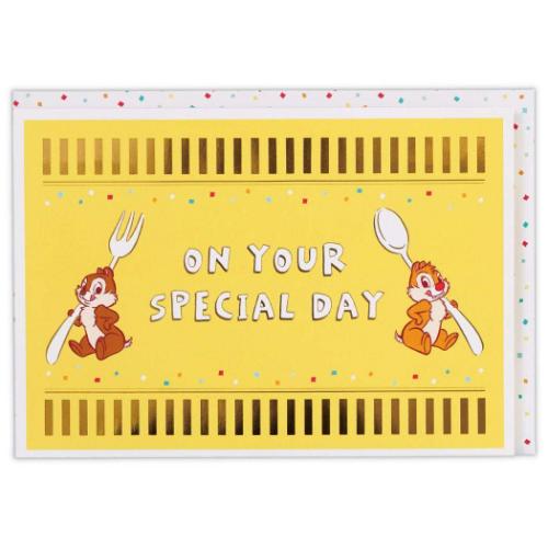 チップ＆デール グリーティングカード 誕生お祝い 立体カード DNFTチップ＆デール イエロー2 ディズニー メール便可