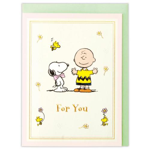 スヌーピー グリーティングカード 多目的 立体カード SNチャーリーとハグ ピーナッツ キャラクター メッセージカード グッズ メール便可