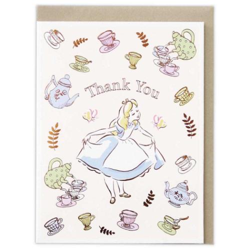 不思議の国のアリス グリーティングカード ありがとう 立体カード DNアリス ティーパーティー メール便可