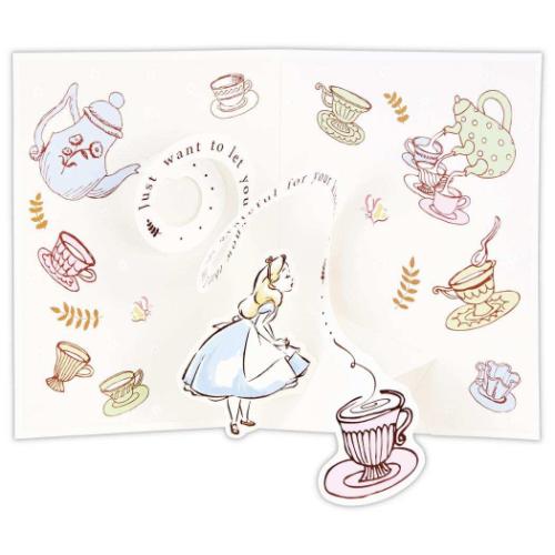 不思議の国のアリス グリーティングカード ありがとう 立体カード DNアリス ティーパーティー メール便可