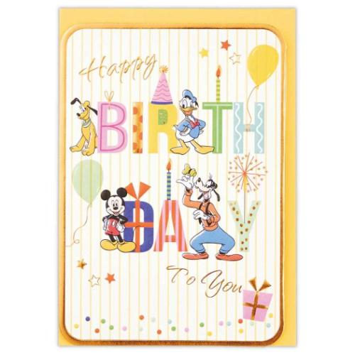 ディズニー グリーティングカード 誕生お祝い 立体カード DN仲間たち 3D文字バースデー メール便可