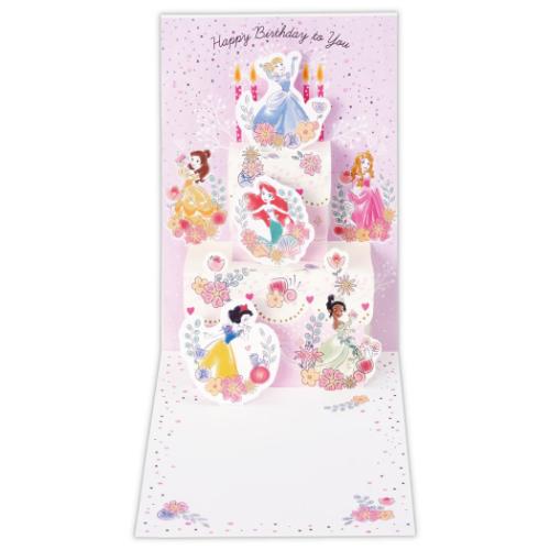ディズニープリンセス グリーティングカード 誕生お祝い 立体カード DNプリンセス キラキラケーキ ディズニー メール便可