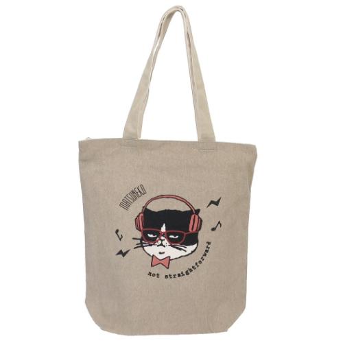 トートバッグ ファスナー付きキャンバストート マツネコミュージック かわいい グッズ メール便可