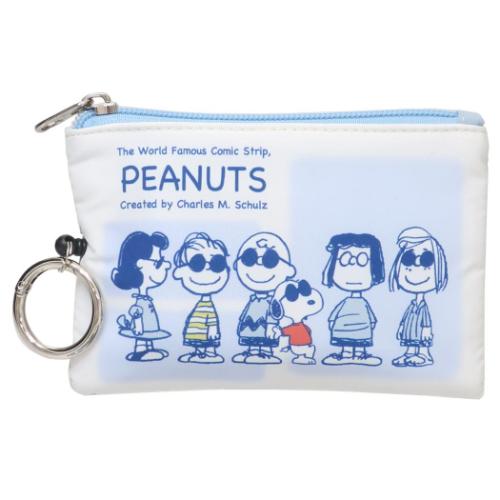 スヌーピー キーケース＆定期入れ キー＆パスポーチ リール付き みずいろ ピーナッツ キャラクター グッズ メール便可