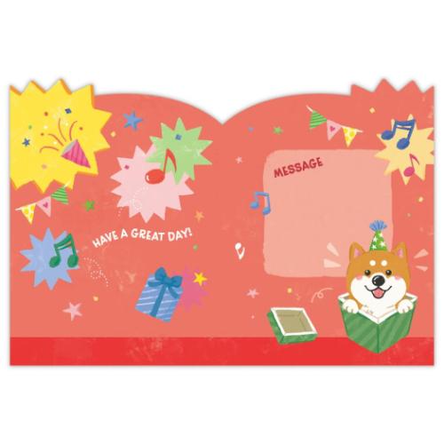 グリーティングカード 誕生お祝い オルゴール 動く いぬ メッセージカード グッズ メール便可