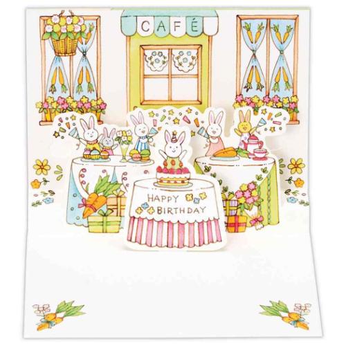 タイニー アニマル テイル グリーティングカード 誕生お祝い 立体カード TATうさぎお祝いの街並み メッセージカード グッズ メール便可